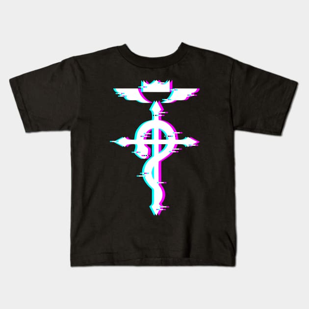 full metal alchemist glitch logo 2 Kids T-Shirt by spoilerinc